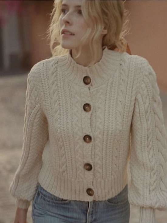 Doen Sweaters - Doen 🏹 Cardiff XS/S Milky Way cotton Cable-Knit Cardigan cropped tortoiseshell